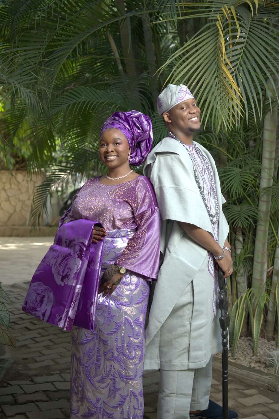 Nigerian couple in traditional wedding attire