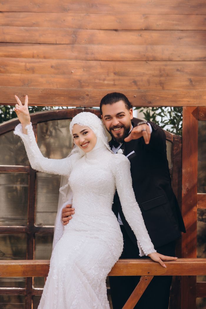 Joyful Muslim couple on their wedding day